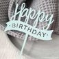Preview: Cake Topper Happy Birthday in Hellblau | Kunststoff