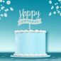 Preview: Cake Topper Happy Birthday in Hellblau | Kunststoff 11,5 cm x 15 cm