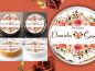 Preview: Hochzeit Tortenbild Ringe und Blumen personalisiert Tortenaufleger