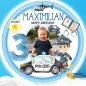 Preview: Tortenaufleger Polizei Kindergeburtstag personalisiert essbar mit Fotos des Kindes, Polizeiauto, Hubschrauber, Polizeimarke in blau, Tortendeko, Tortenbild für Kuchen oder Torte