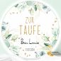 Preview: Tortenbild Taufe Eukalyptus Junge personalisiert Wunschtext