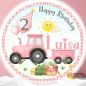 Preview: Tortenaufleger Traktor rosa Mädchen
