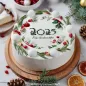 Preview: Tortenaufleger Weihnachten für Weihnachtstorten als essbare Tortendekoration mit Beeren und Schriftzug 2025