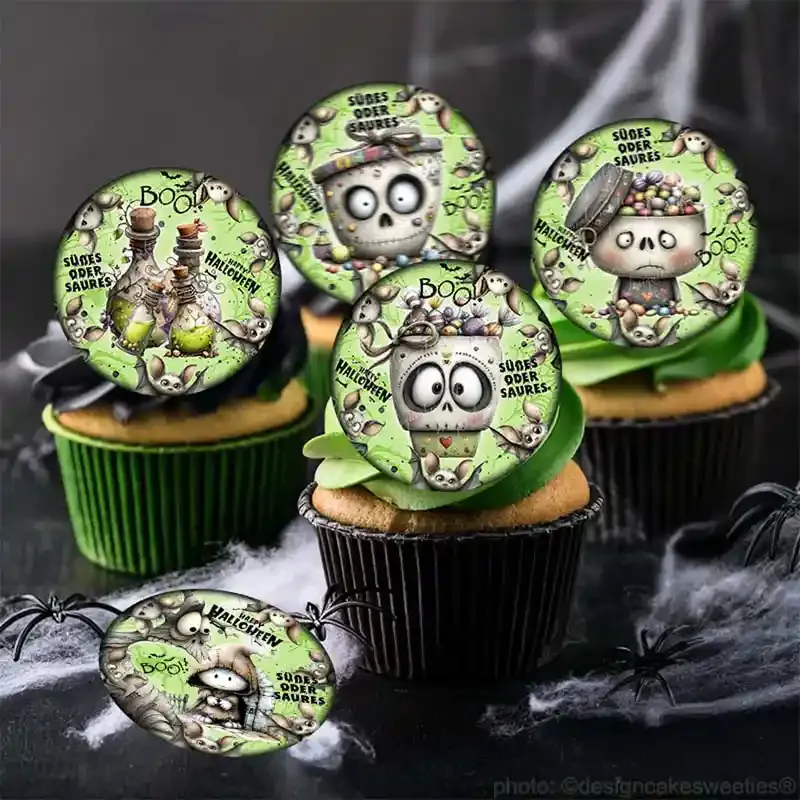 Halloween Topper essbar grüne Monster Halloweenparty