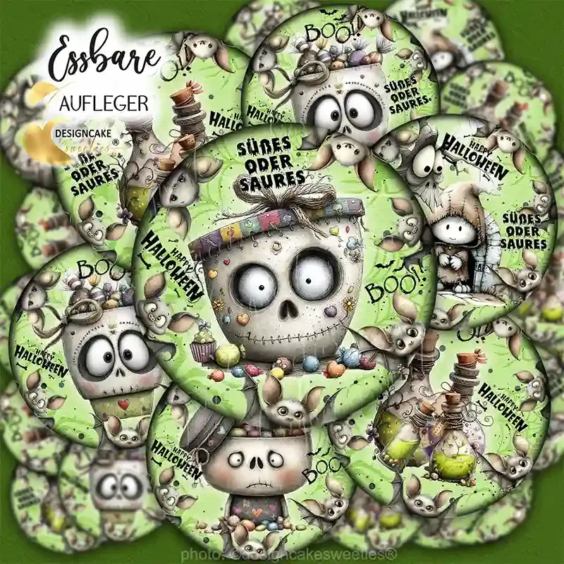 Halloween grüne Monster Topper essbar für Muffins, Cupcakes, Kekse