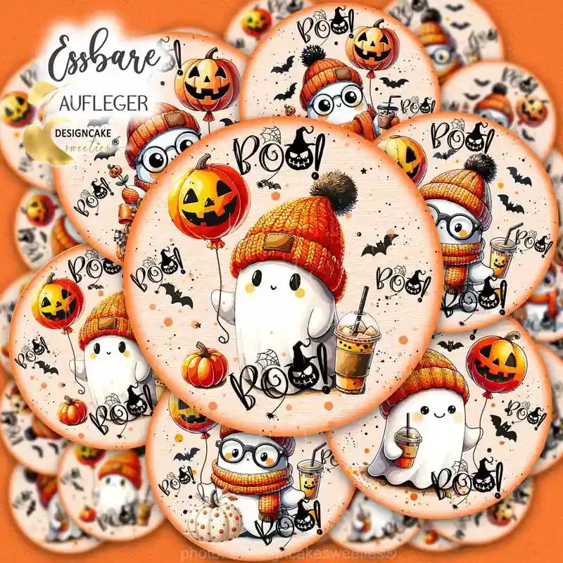 Muffinaufleger Halloween Süße Geister orange schwarz