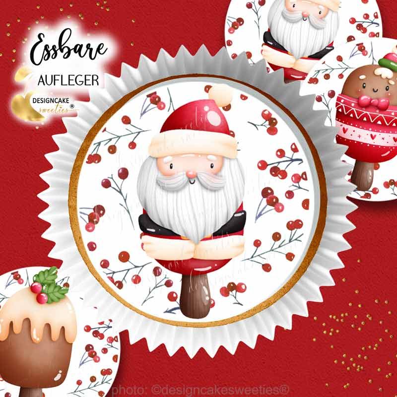 Essbare Cupcake Topper Weihnachtsmann Eisstiele