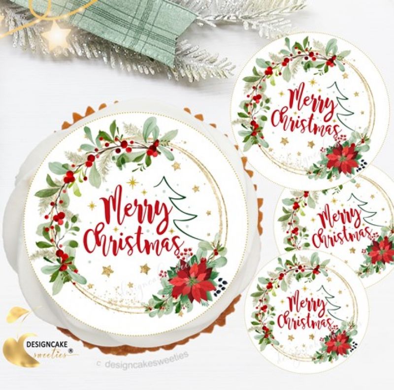 Muffinaufleger MERRY CHRISTMAS Cupcake Topper - Personalisierung möglich