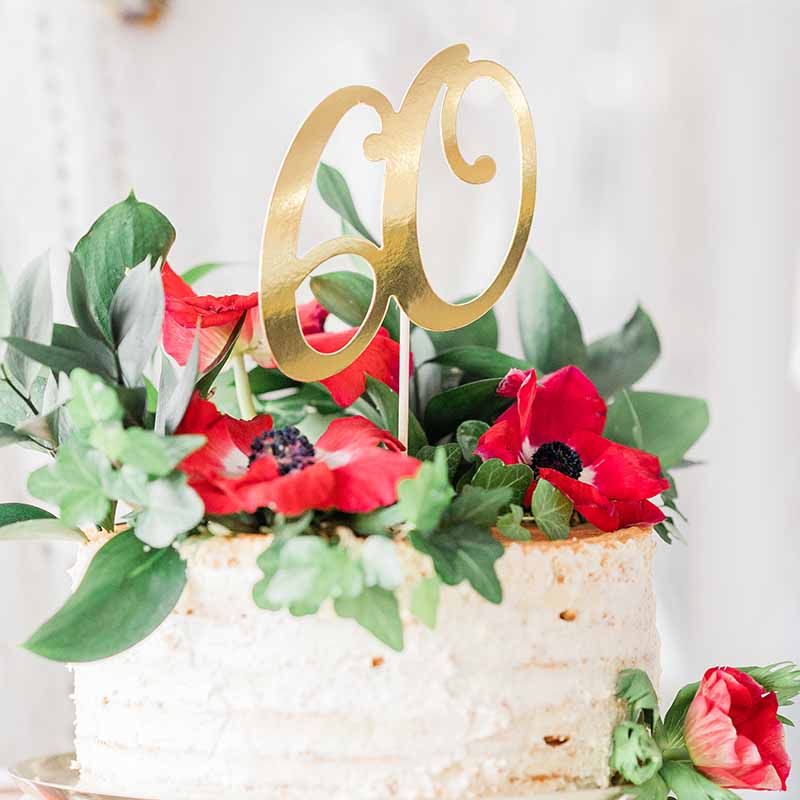Cake Topper 60. Geburtstag in Gold