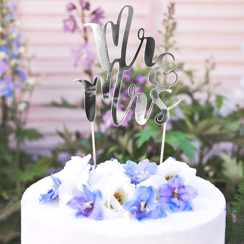 Cake Topper Mr&Mrs Hochzeit 22,5 cm Silber