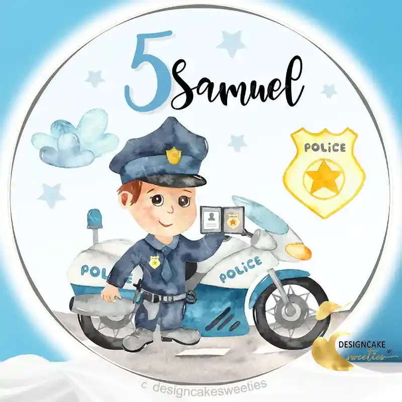 Tortenaufleger Polizei Marke essbar Tortenbild personalisiert Kindergeburtstag