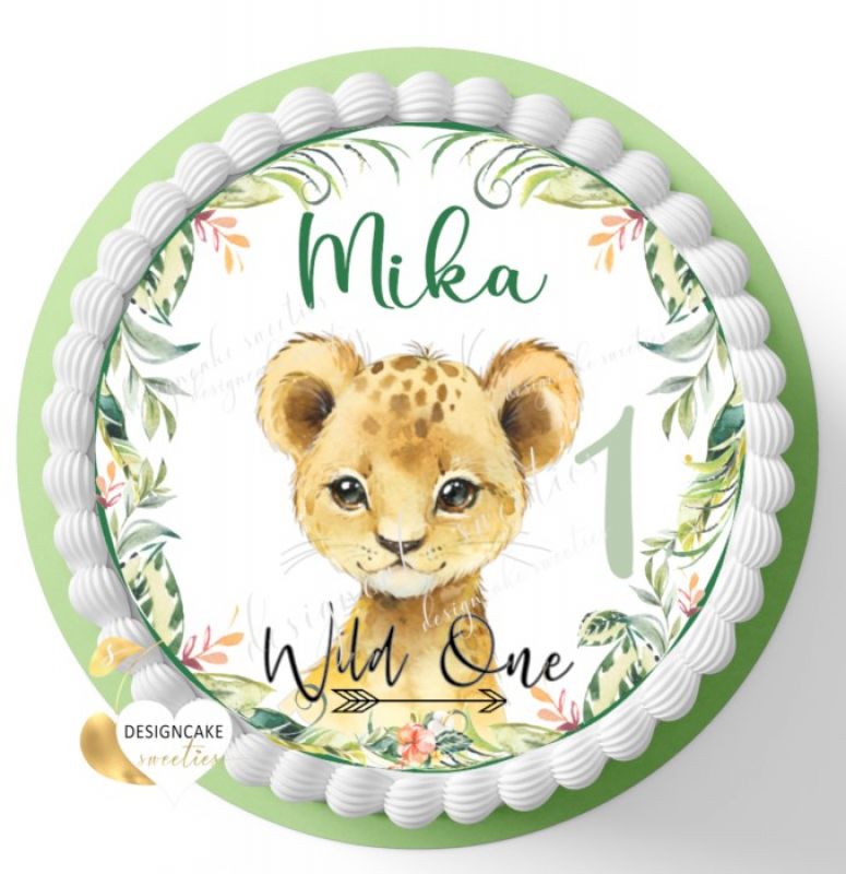Tortenaufleger SAFARI Tiger, Tortenbild Safari, Zuckerbild Geburtstag Junge, personalisiert mit Namen und Zahl