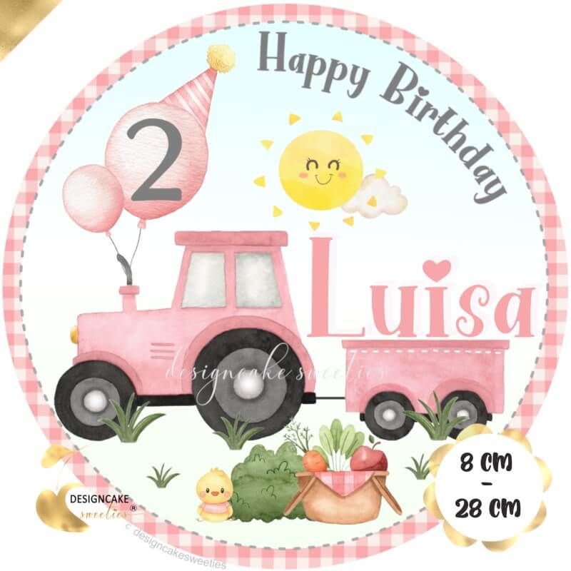 Tortenbild Traktor rosa Mädchen