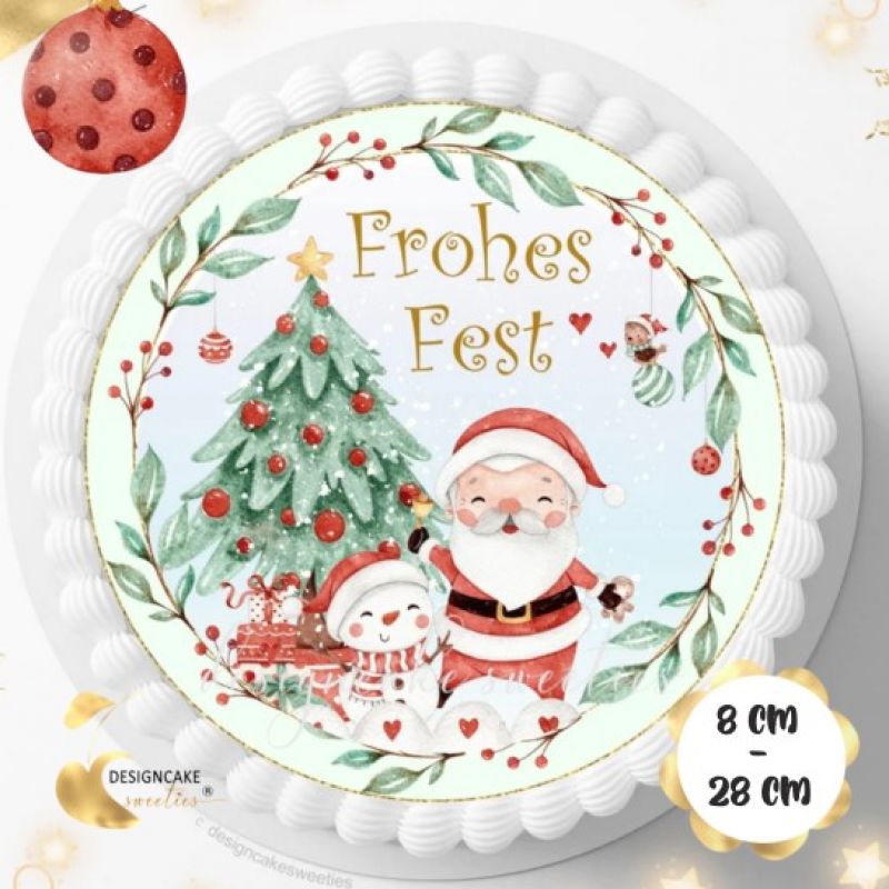 Tortenaufleger WEIHNACHTEN Weihnachtsmann , Tortenbild essbares Bild Zuckerdekoration Fondant Frohe Weihnachten