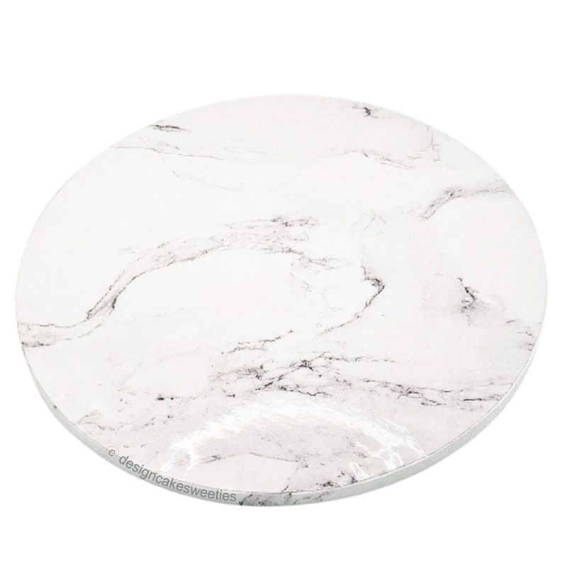 Tortenplatte Kuchenplatte Rund Marmoroptik 25 cm Weiß