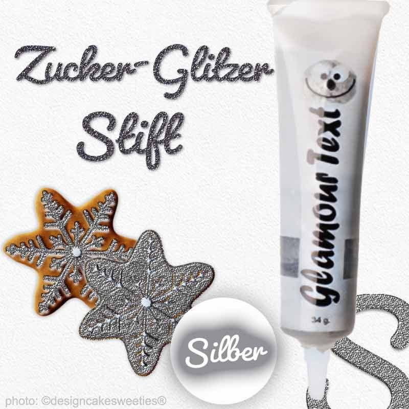 Glitzerstift Silber | essbares Decorgel Tube 34g