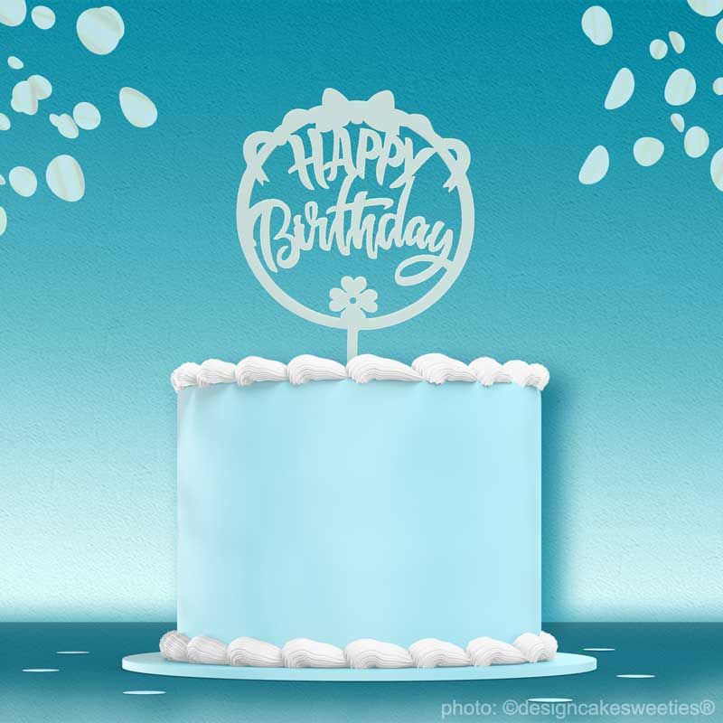 Cake Topper Happy Birthday in Hellblau 10x16 cm