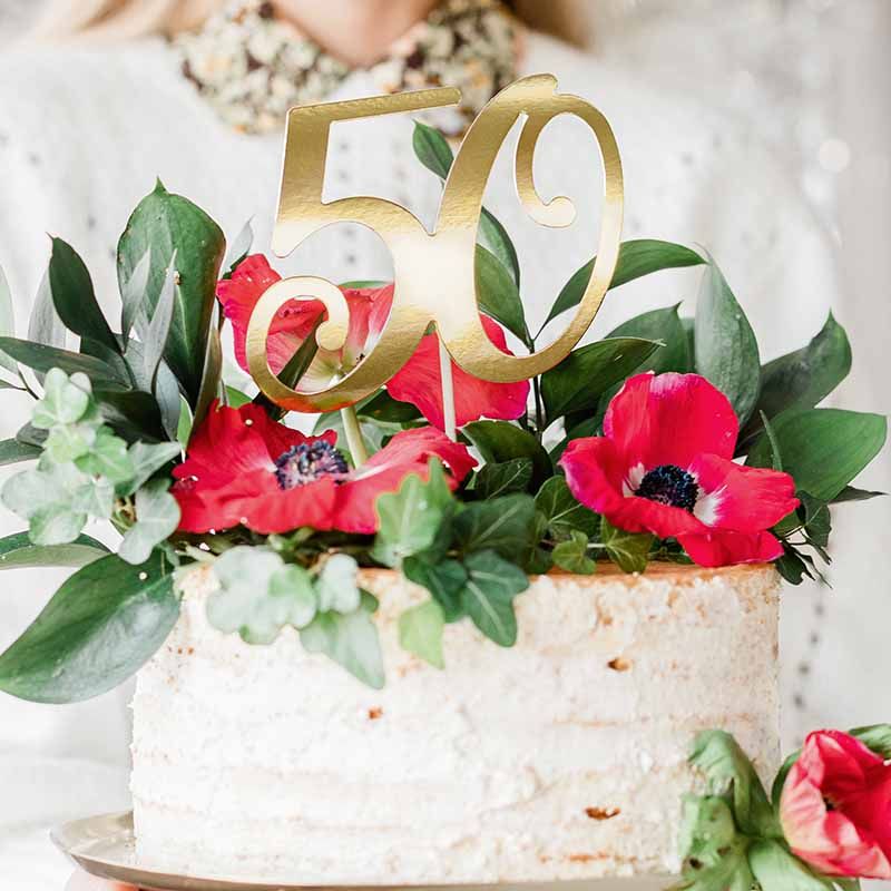 Cake Topper 50. Geburtstag in Gold