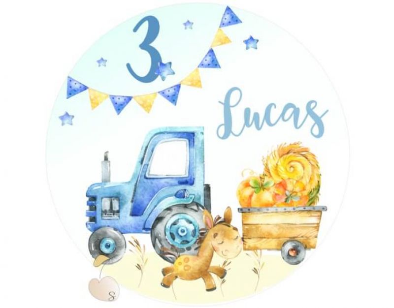 Tortenaufleger Traktor blau Geburtstag Junge