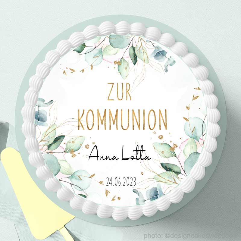 Tortenaufleger Konfirmation Eukalyptus Mädchen gestalten, Firmung, Kommunion Torte