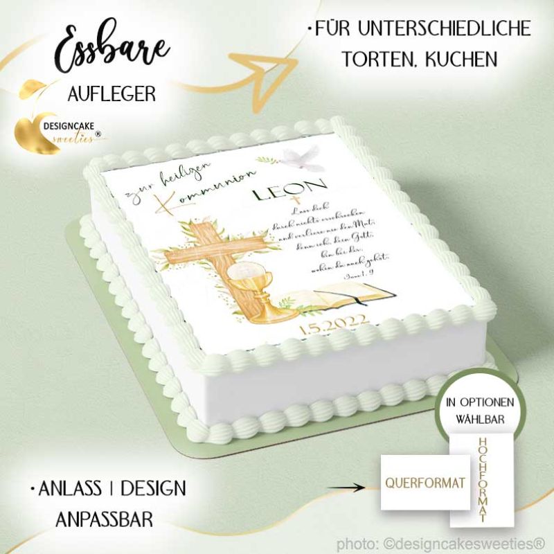 Tortenbild Konfirmation Spruch Kreuz Buchtorte