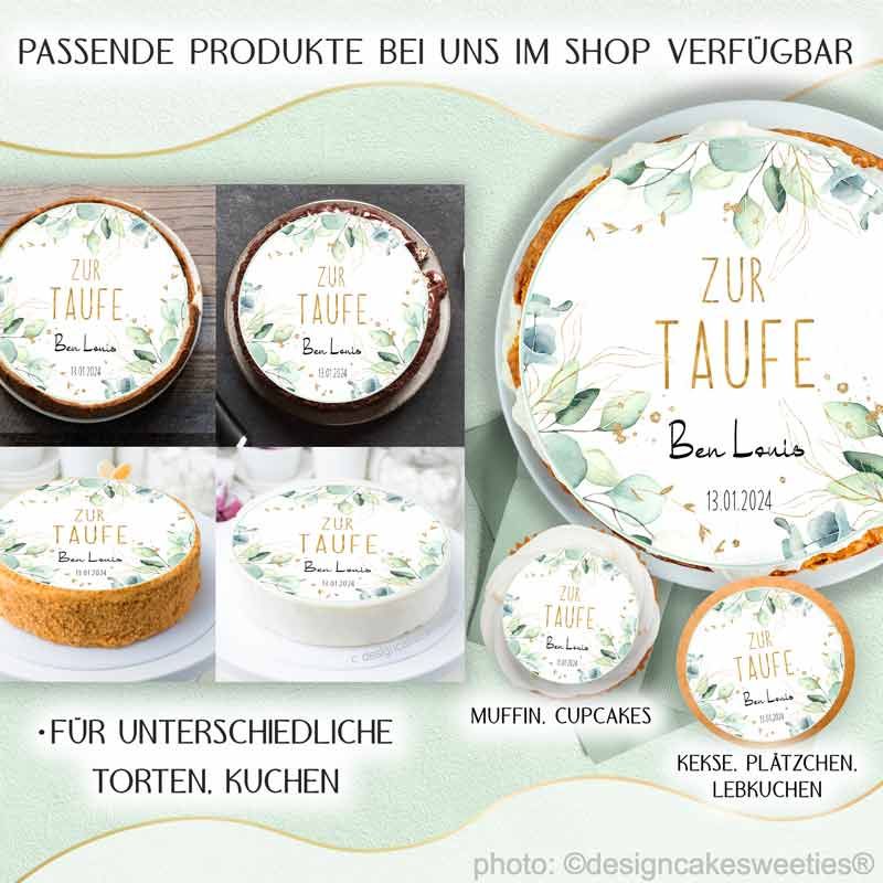 Tortendeko Taufe essbar Eukalyptus Junge